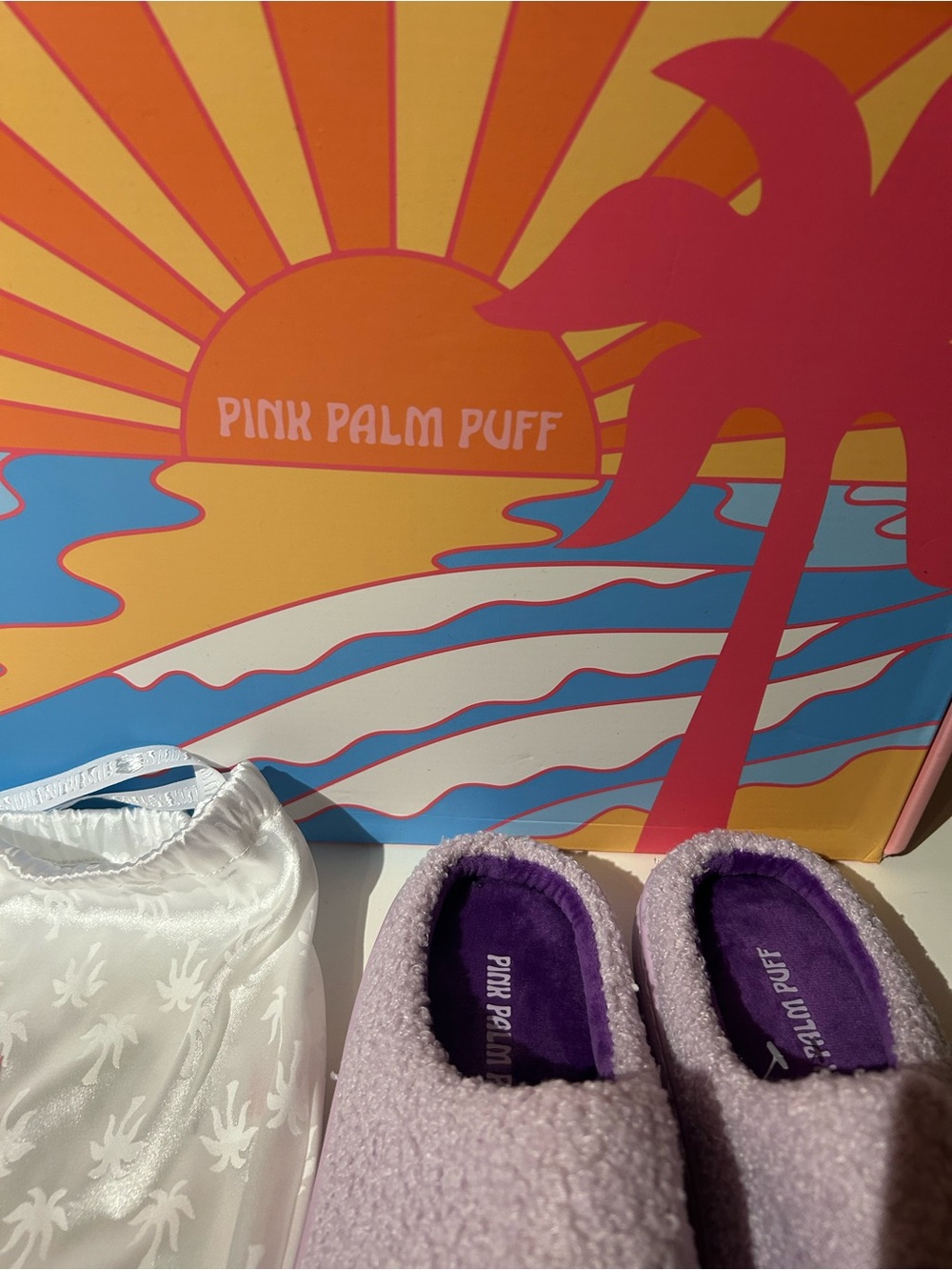 Pink Palm Puff Malibu Slippers in Twilight - Picture 4 of 8